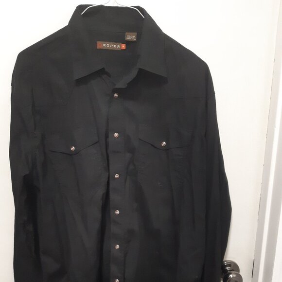 Men's Cotton Black Roper Shirt with snaps Size L - Picture 1 of 9